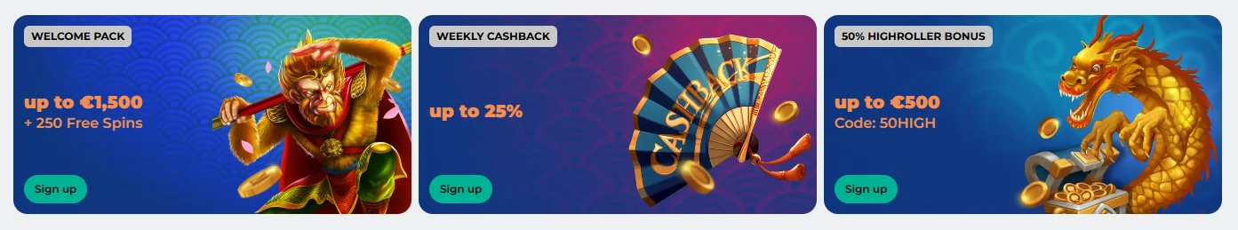 welcome pack cashback and code bonus banner