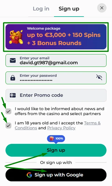 fast registration form